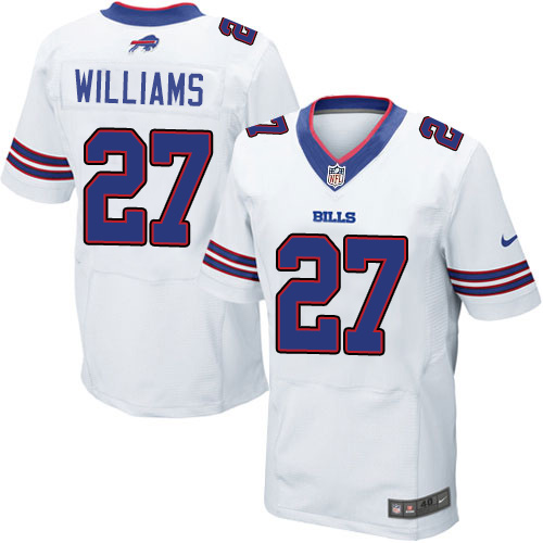 Men's Elite Duke Williams Nike Jersey White Road - #27 NFL Buffalo Bills